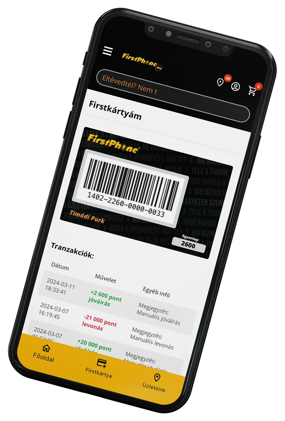 Firstkártya u FirstAppu