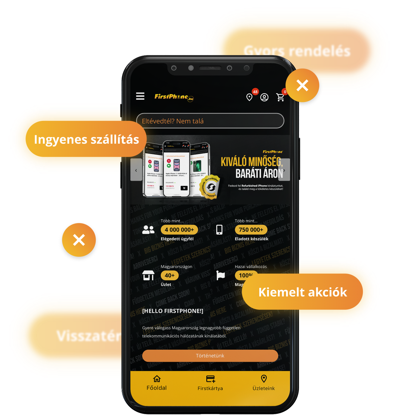 FirstApp na telefonu: brza narudžba, besplatna dostava, istaknute akcije