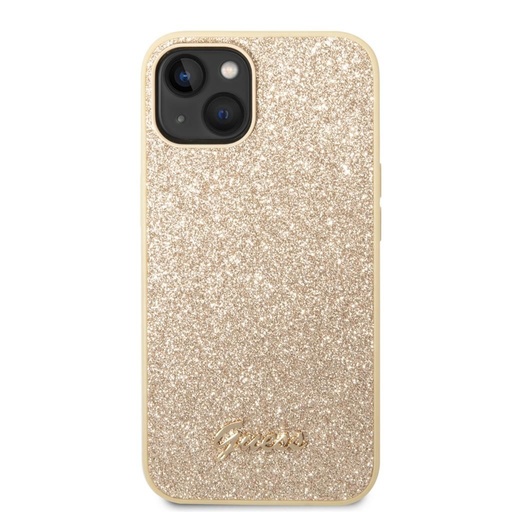 Apple iPhone 14 Guess Glitter Flakes Metal Logo futrola (Zlatna) - GUHCP14SHGGSHD