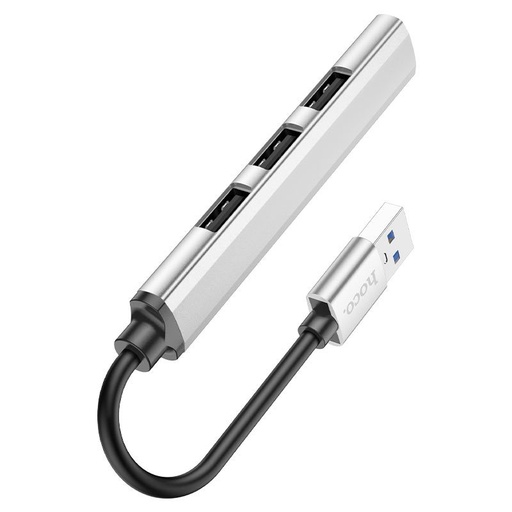 Hoco HB26 HUB aluminium Type-C hub, 1db USB3.0 + 3db USB2.0 s priključkom (max 1TB-os merevlemez podrška) , metalno siva