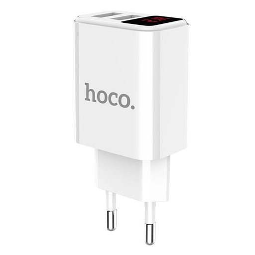 Hoco C63A mrežni punjač (2 USB port), 5V 2,1A, LED indikator stanja, bijela