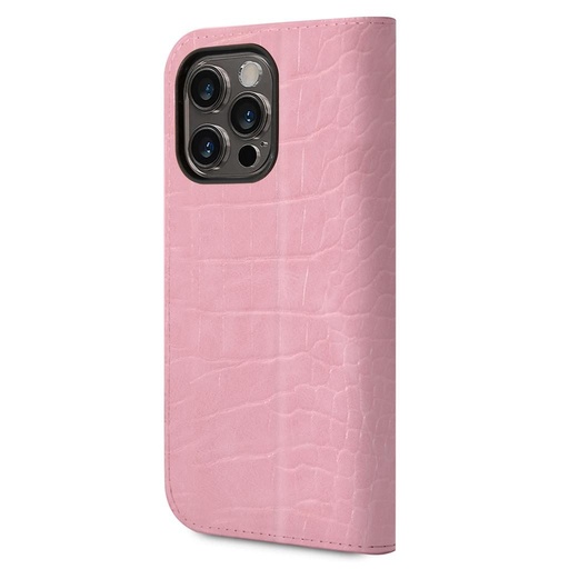 Apple iPhone 14 Pro Max Guess PU Croco futrola oblik knjige metal kamera s okvirom (Ružičasta) - GUBKP14XHGCRHP