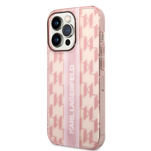 Apple iPhone 14 Pro Max Karl Lagerfeld Monogram Vertical Stripe futrola (Ružičasta) – KLHCP14XHKLSPCP