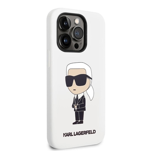 Apple iPhone 14 Pro Max Karl Lagerfeld Liquid Silicone Ikoničan NFT futrola (Bijela) – KLHCP14XSNIKBCH