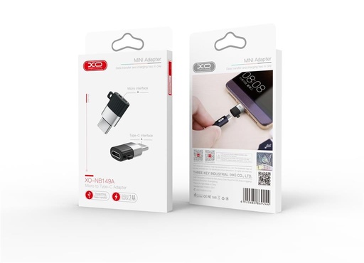 XO NB149-A micro USB–USB-C pretvarač adapter (Crna)