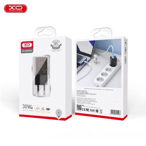 XO CE05 PD 30W brzi punjač (Smeđa) – QC 3.0 18W, USB-A + USB-C priključak