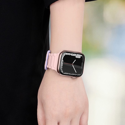 Apple Watch 42 / 44 / 45 / 49 mm Hoco WA06 fleksibilan magnetski silikonski remen ljubičasta