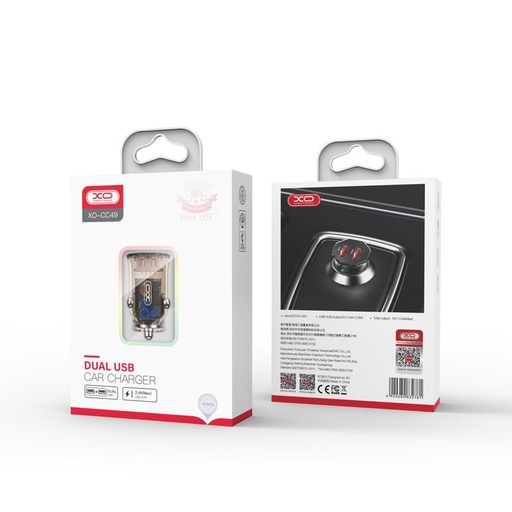 XO CC49 auto punjač (2xUSB port), proziran/smeđa