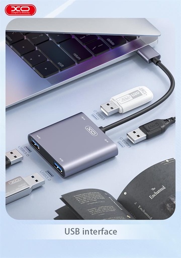 XO HUB012B 4 az 1-ben USB dok stanica (Tranish) – HDMI + USB portok