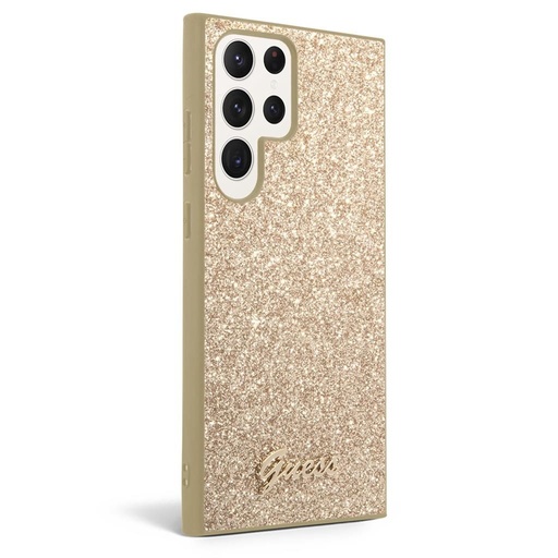 Samsung Galaxy S23 Ultra Guess Glitter Flakes Metal Logo futrola (Zlatna) - GUHCS23LHGGSHD