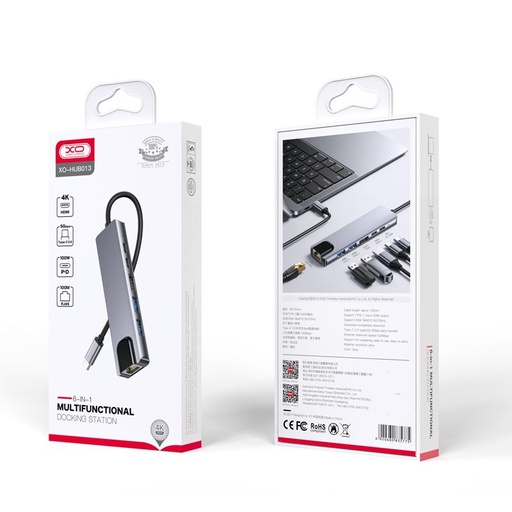 XO HUB013 6 az 1-ben Type-C dok stanica (Tranish) – HDMI, USB, PD punjenje