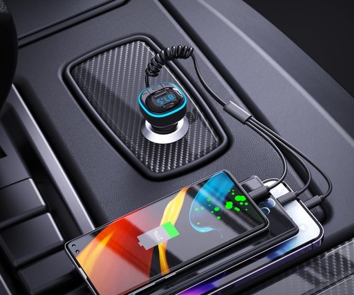 XO BCC07 FM transmitter, bluetooth, 3az1-be s kabelom za punjenje crna