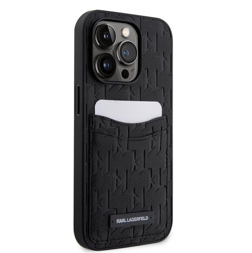Apple iPhone 14 Pro Karl Lagerfeld Saffiano Monogram Card Slot futrola (Crna) – KLHCP14LSAKLHPPK
