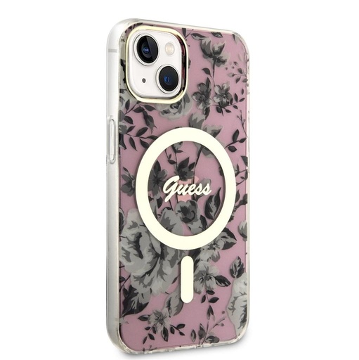 Apple iPhone 13 Guess Flowers IML MagSafe futrola (Ružičasta) - GUHMP13MHCFWSP