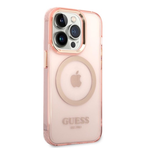 Apple iPhone 14 Pro Guess prozirni MagSafe futrola (Ružičasta) – GUHMP14LHTCMP