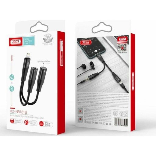 XO NB181B audio adapter (Crna) – Lightning–3,5 mm + Lightning, Bluetooth prijenosni s funkcijom