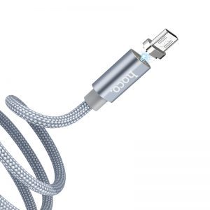 Hoco U40A 1M magnetski aluminij legura microUSB kabel (magnetski nastavak punjača), siva