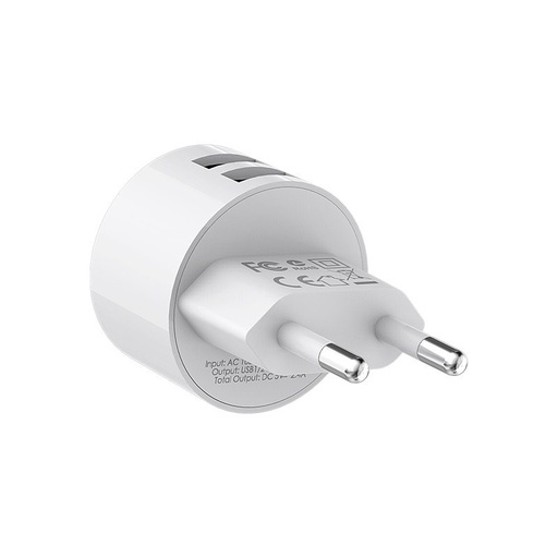 Borofone BA23A mrežni punjač (2 USB port), 5V 2,4A, bijela