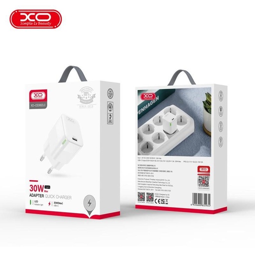 XO CE06 PD 30W brzi punjač (Bijela) – GaN tehnologija, LED sa zaslonom