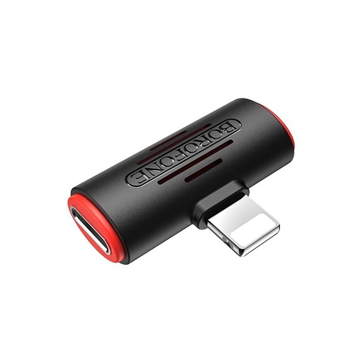 Borofone BV6 lightning razdjelnik (lightning audio+lightning punjač port), crna