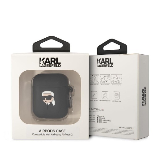 Karl Lagerfeld 3D Logo NFT Karl Head Silicone futrola AirPods 1/2 (Crna) - KLA2RUNIKK