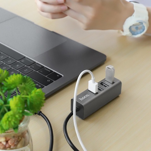 Hoco HB1 HUB, USB-C - 4 USB, metalik siva