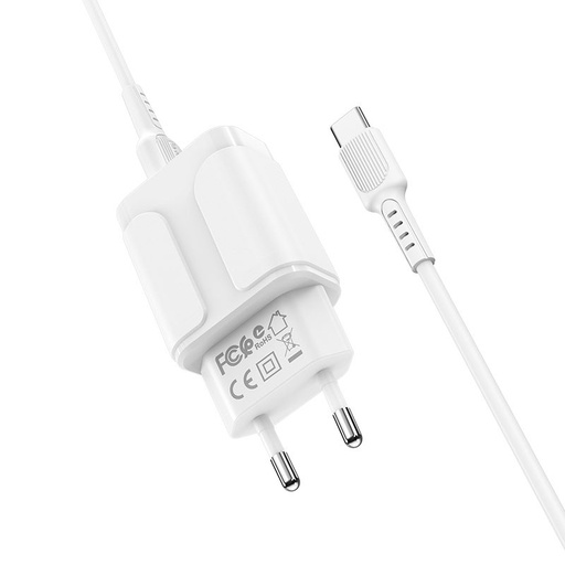 Borofone BA37A mrežni punjač (2 USB port, type-C kabel), 5V 2,4A, bijela