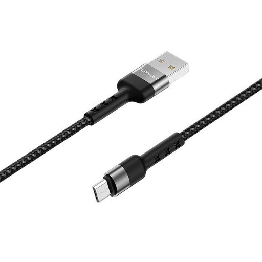 Borofone BX34 microUSB kabel (tekstilna obloga), tkanina, 2,4A, 1m, crna