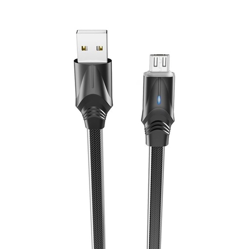 Borofone BU12 microUSB kabel, cink legura, LED indikator stanja, 2,4A, 1,2m, crna