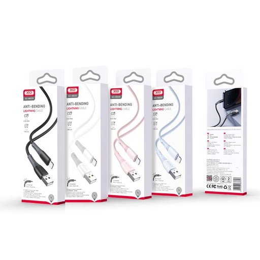 XO NB225 Lightning podatkovni kabel (Crna) – silikonski, dvobojan izvedba