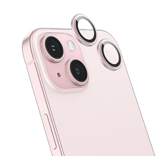 Apple iPhone 15 Pro / iPhone 15 Pro Max Hoco crystal proziran metal zaštita kamere zaštitno staklo ružičasta