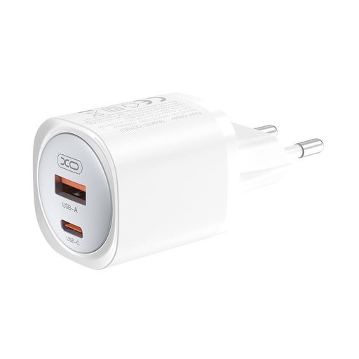 XO CE21 30W GaN brzi punjač (Bijela) – PD 30W, USB-C + USB-A priključak