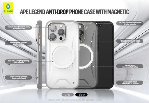 Apple iPhone 15 Pro Max BLUEO APE Legend anti drop magsafe zaštitna maskica (Crna)
