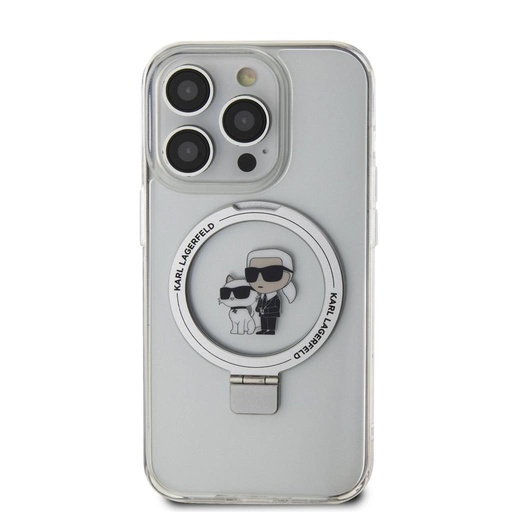 Apple iPhone 15 Pro Max Karl Lagerfeld Ringstand Karl and Choupette MagSafe futrola (Bijela) – KLHMP15XHMRSKCH