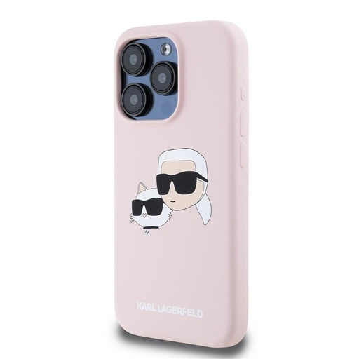Apple iPhone 15 Pro Max Karl Lagerfeld Liquid Silicone Double Heads MagSafe futrola (Ružičasta) – KLHMP15XSKCHPPLP