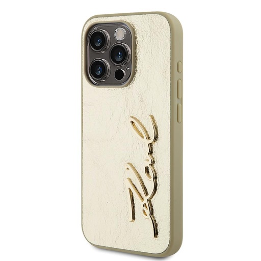 Apple iPhone 15 Pro Max Karl Lagerfeld Wrinkled Signature futrola (Zlatna) – KLHCP15XPFMFBKMD