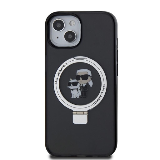 Apple iPhone 15 Karl Lagerfeld Ringstand Karl and Choupette MagSafe futrola (Crna) – KLHMP15SHMRSKCK