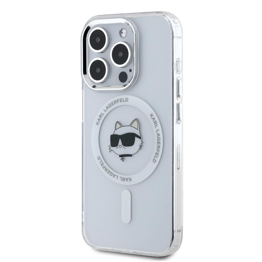 Apple iPhone 15 Pro Max Karl Lagerfeld IML Choupette Head Metal Frame MagSafe futrola (Proziran) – KLHMP15XHLSCHH