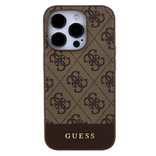 Apple iPhone 15 Pro Guess PU 4G Stripe MagSafe futrola (Smeđa) - GUHMP15LG4GLBR