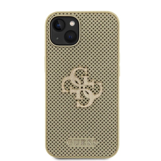 Apple iPhone 15 Guess PU Perforiran 4G Glitter Metal Logo futrola (Zlatna) - GUHCP15SPSP4LGD