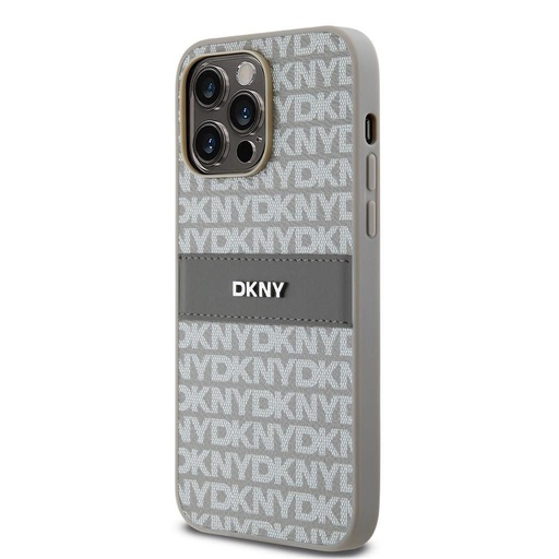 Apple iPhone 15 Pro Max DKNY PU Leather Repeat Pattern Tonal Stripe zaštitna maskica (Bež - DKHCP15XPRTHSLE)