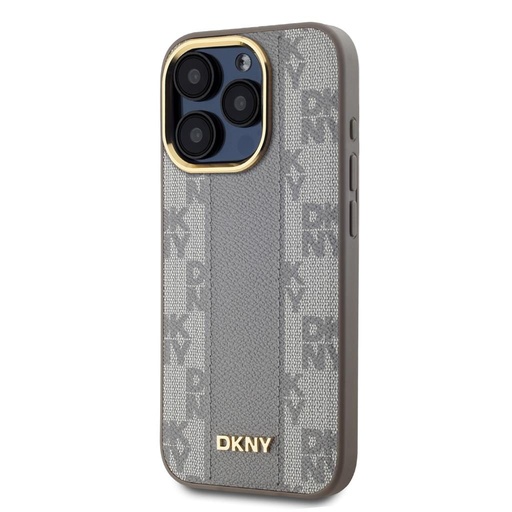 Apple iPhone 15 Pro DKNY PU Leather Checkered Pattern Magsafe zaštitna maskica (Bež - DKHMP15LPCPVSLE)