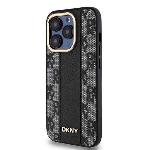 Apple iPhone 15 Pro Max DKNY PU Leather Checkered Pattern Magsafe zaštitna maskica (Crna - DKHMP15XPCPVSLK)