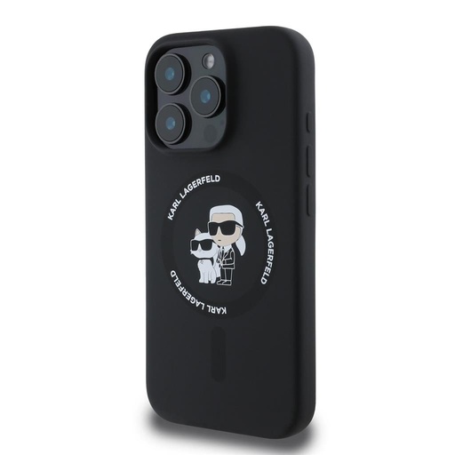 Apple iPhone 16 Pro Karl Lagerfeld Liquid Silicone Karl and Choupette MagSafe futrola (Crna) – KLHMP16LSCMKCRHK
