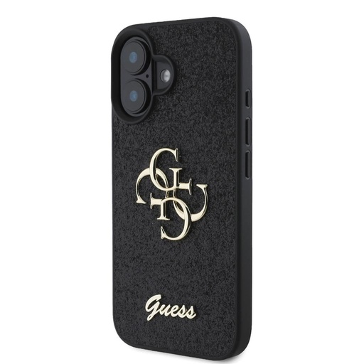Apple iPhone 16 Guess PU Fixed Glitter 4G Metal Logo futrola (Crna) - GUHCP16SHG4SGK