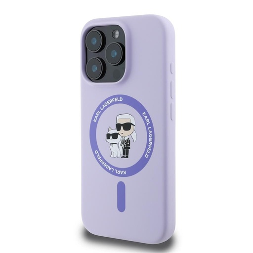 Apple iPhone 16 Pro Karl Lagerfeld Liquid Silicone Karl and Choupette MagSafe futrola (Ljubičasta) – KLHMP16LSCMKCRHU