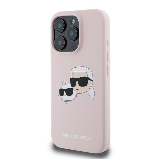 Apple iPhone 16 Pro Max Karl Lagerfeld Liquid Silicone Double Heads MagSafe futrola (Ružičasta) – KLHMP16XSKCHPPLP