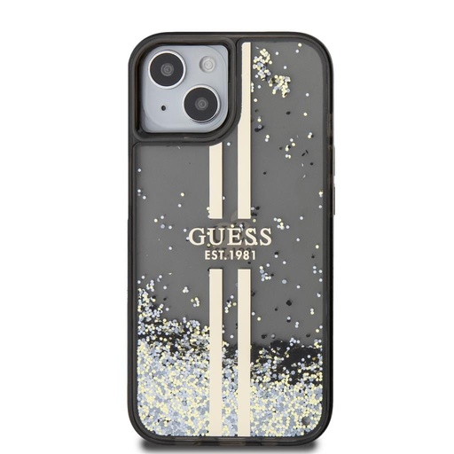 Apple iPhone 15 Guess Liquid Glitter Zlatna Stripe futrola (Crna) - GUHCP15SLFCSEGK