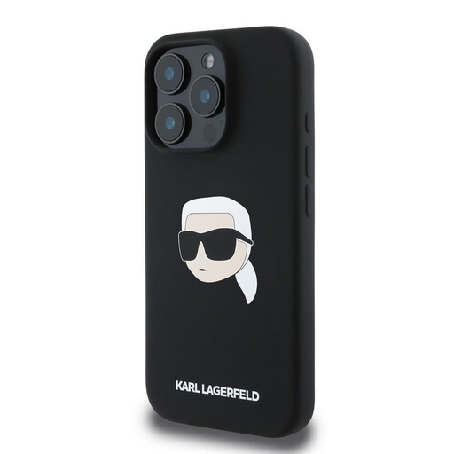 Apple iPhone 16 Pro Max Crna Karl Lagerfeld Liquid Silicone Karl Head MagSafe futrola (Crna) – KLHMP16XSKHPPLK