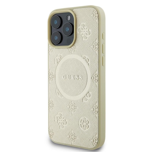Apple iPhone 16 Pro Max Guess Saffiano Peony Stamp MagSafe futrola (Zlatna) - GUHMP16XPSAPSMED